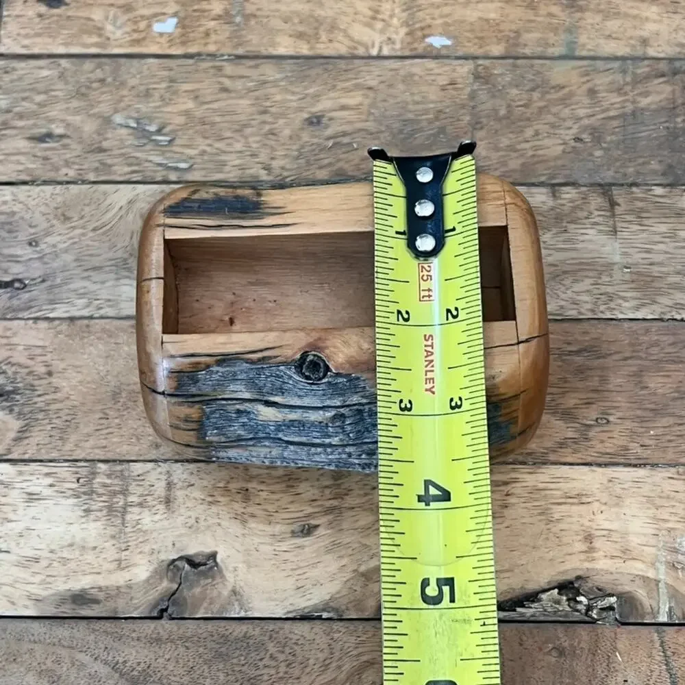 Vintage Handmade Live-edge Wooden Business Card Holder 4.5